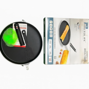Aristolife Non-Stick Dosa Tawa, 28 cm Aluminium Flat Pan, Heat-Resistant Handle, Black
