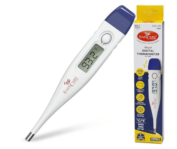 Digital Thermometer, LCD Display, Fast Reading, White and Blue