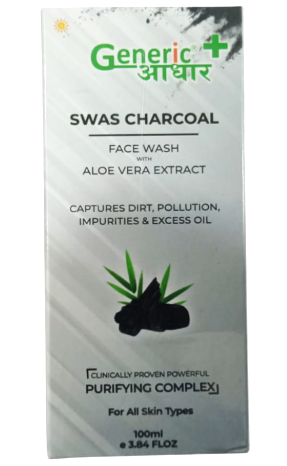 Swas Charcoal Face Wash, Purifying Complex for All Skin Types, 100ml
