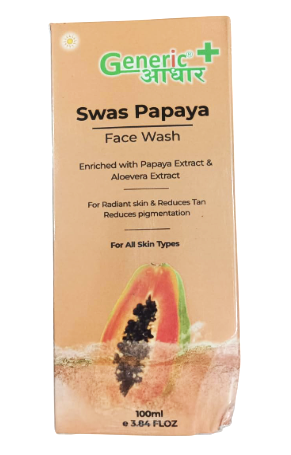 Swas Papaya Face Wash with Aloe Vera Extract, For All Skin Types, Reduces Tan and Pigmentation, 100ml