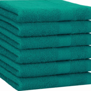 WashTimes 100% Cotton Towels for Bath | 500 GSM | Premium Embroidered Bath Towel | Teal Green | Decorative Border | 30×60×500g Free Hand Towel Included