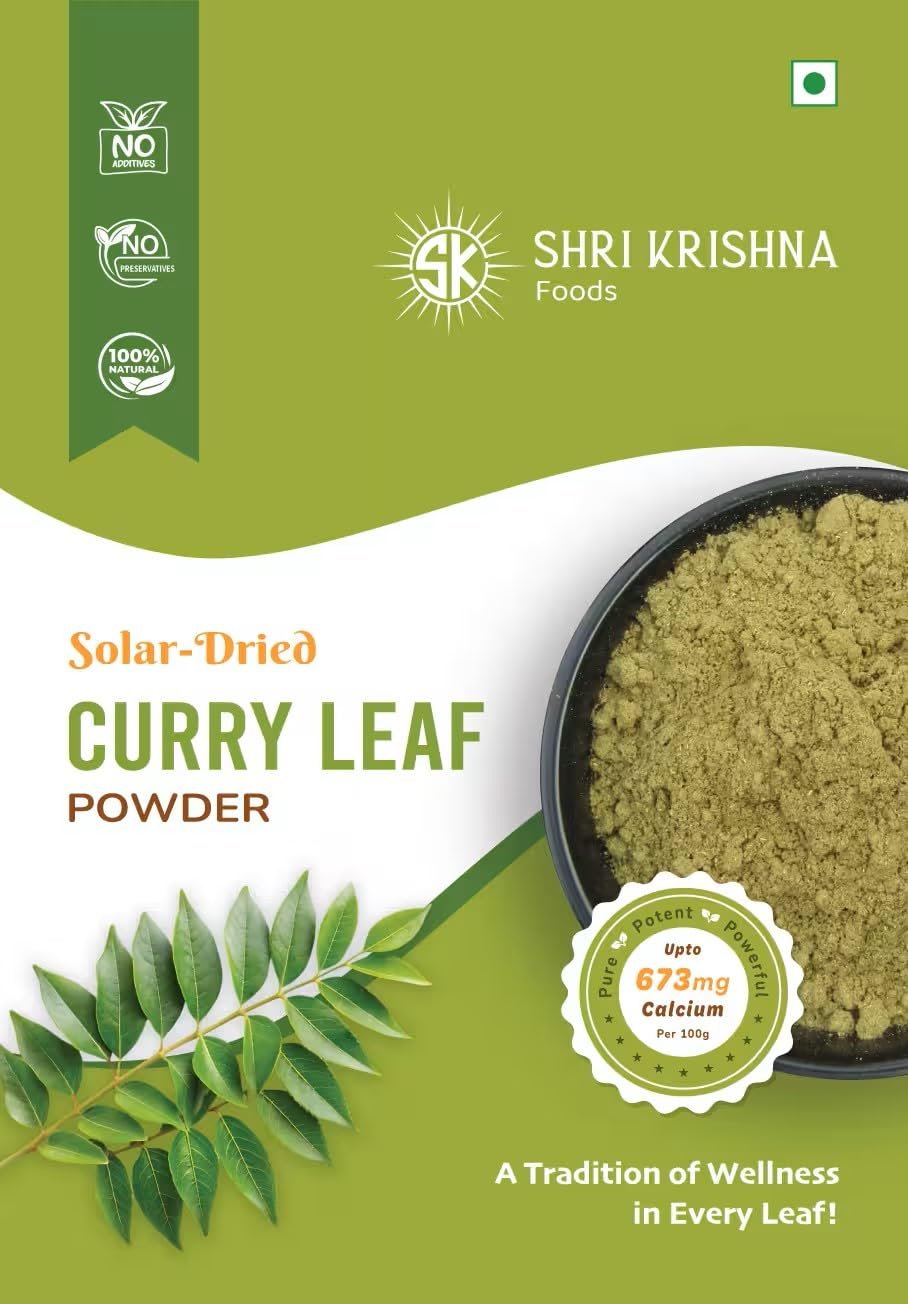 Shri Krishna Foods Solar-Dried Curry Leaf Powder, 100% Natural, No Additives, No Preservatives,100 Grams