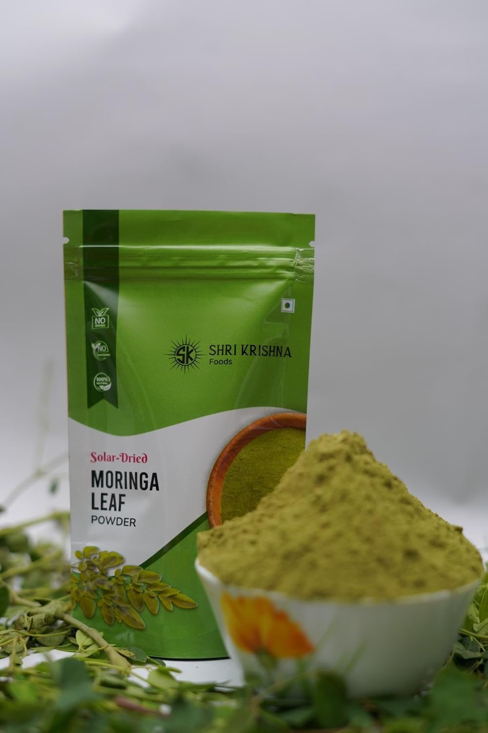 Shri Krishna Foods Solar-Dried Moringa Leaf Powder, 100% Natural, No Additives,100 Grams - Image 3