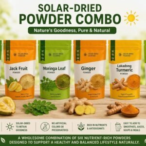 Solar-Dried Powder Combo Curry Leaf, Jack Fruit, Moringa Leaf, Ginger, Lakadong Turmeric, Amla powders